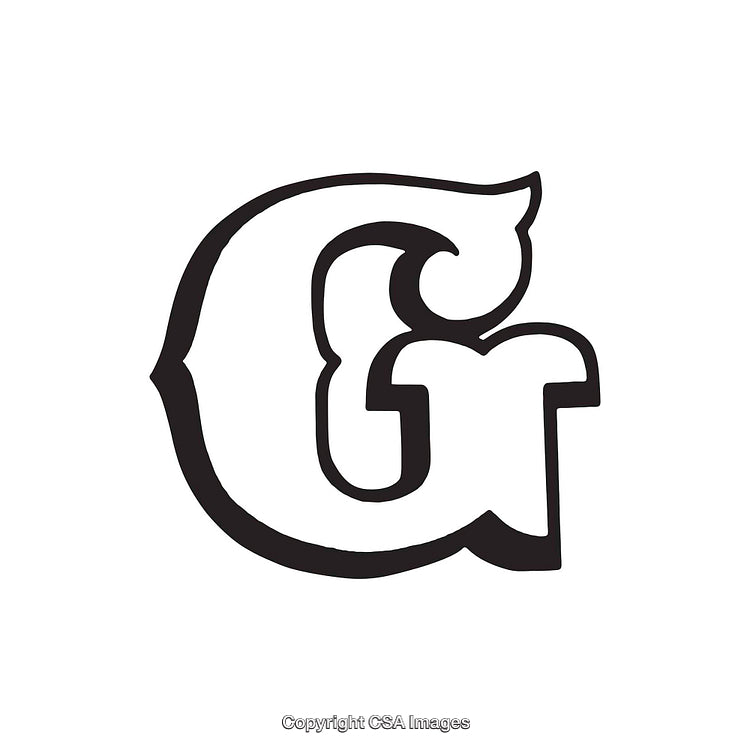Stylized Black and White Illustration of the Letter G for Design Uses