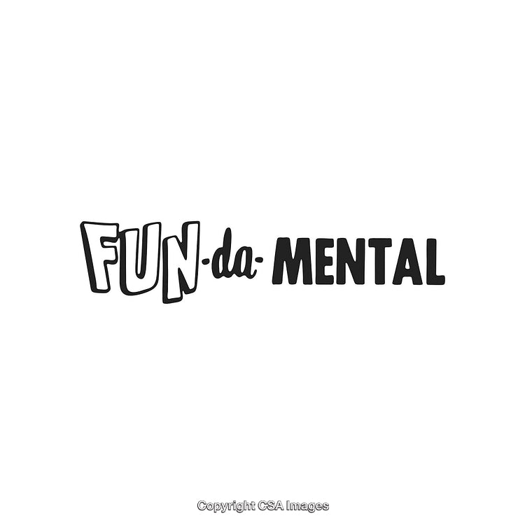Stylized Fun-da-Mental Text Logo Design in Black and White