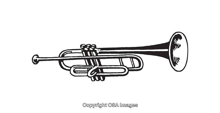 Monochrome Line Art Illustration of a Classic Trumpet Design