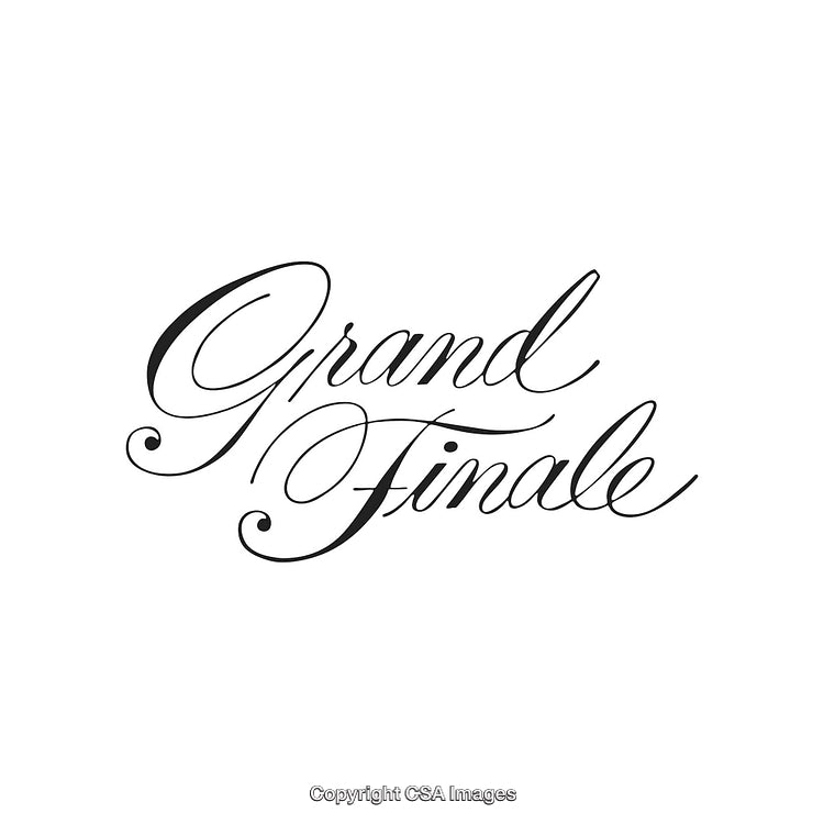 Elegant Cursive Script Showcasing 'Grand Finale' Text with Stylish Design