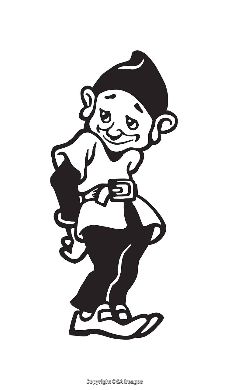 Charming Black And White Illustration of a Humorous Character in Line Art