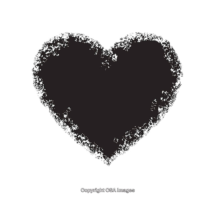 Distressed Black Heart Illustration on White Background for Creative Designs