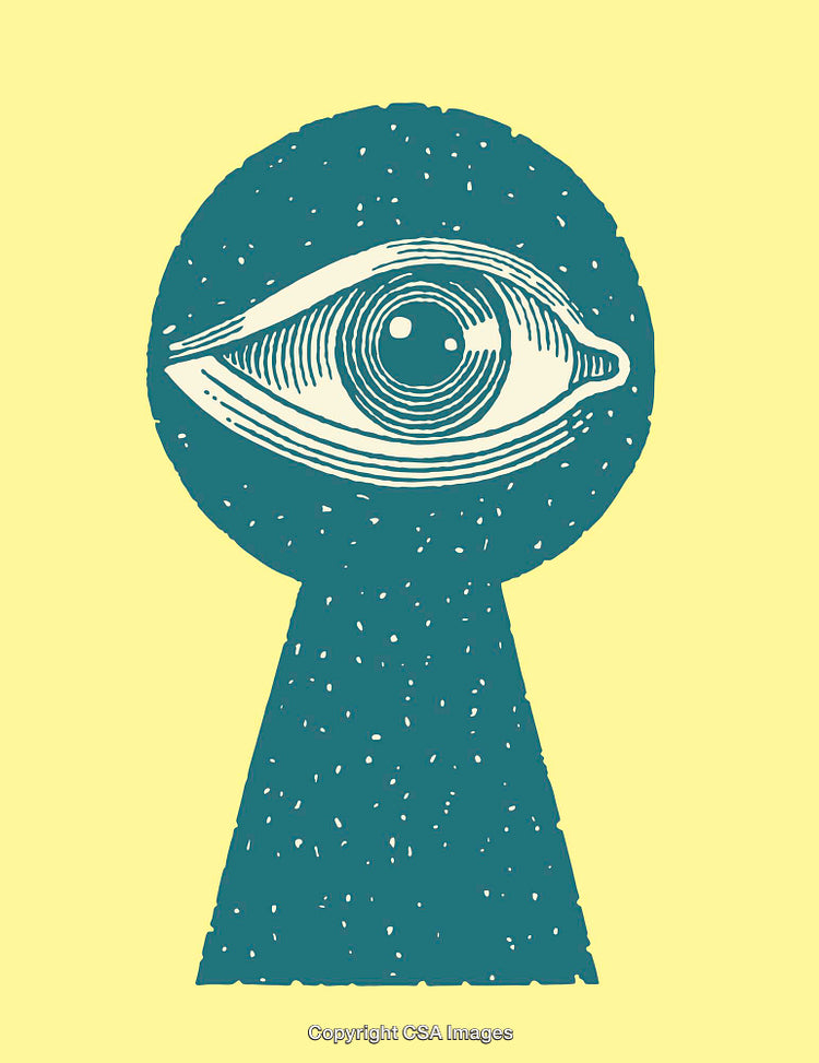 Minimalist Artwork Featuring an Eye Within a Keyhole Shape