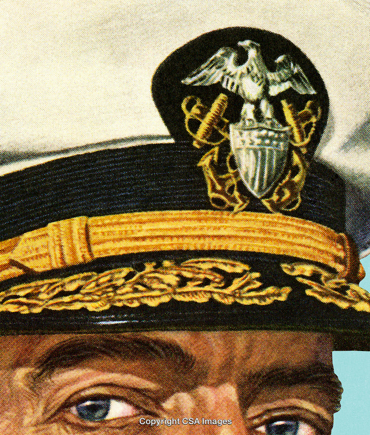 Close-Up of Ornate Naval Hat with Emblem and Gold Detailing