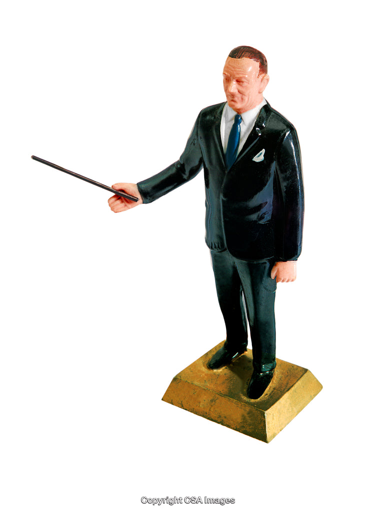 Vintage Figurine of a Businessman Giving a Presentation with Pointer