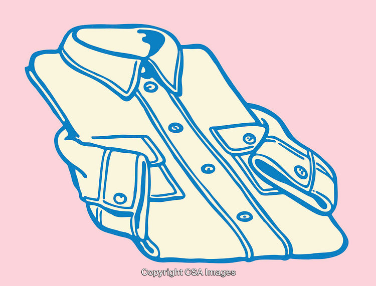 Stylized Line Art Illustration of a Folded Shirt on a Pink Background