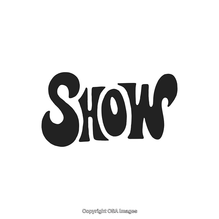 Retro Black Lettering Featuring the Word Show on White Background