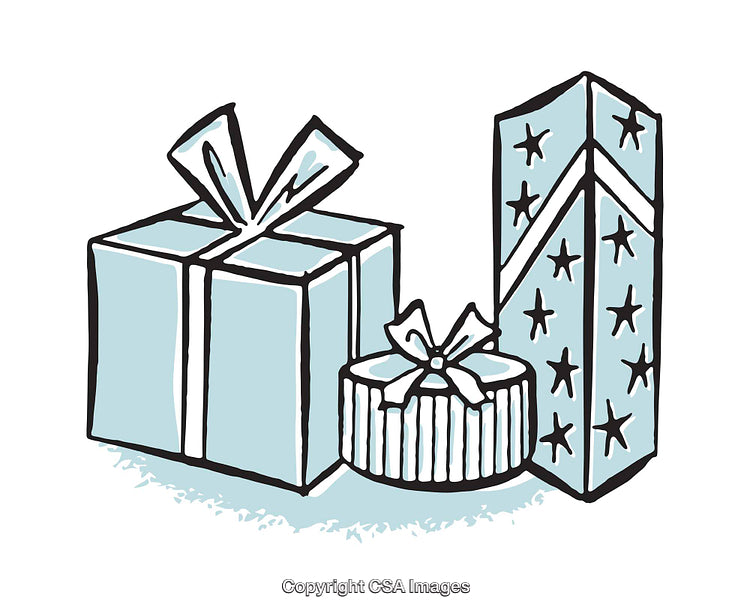 Illustration of Stylishly Wrapped Gift Boxes in Various Shapes