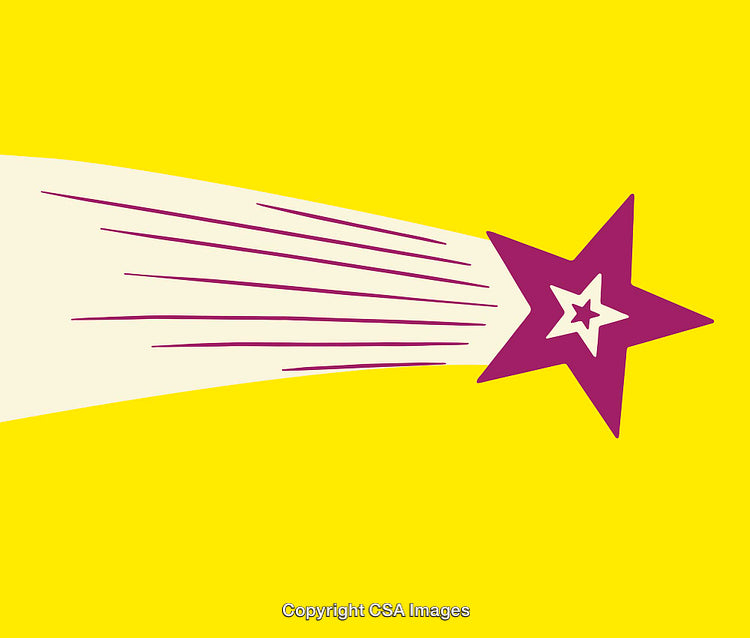 Vibrant Shooting Star Illustration on Bright Yellow Background