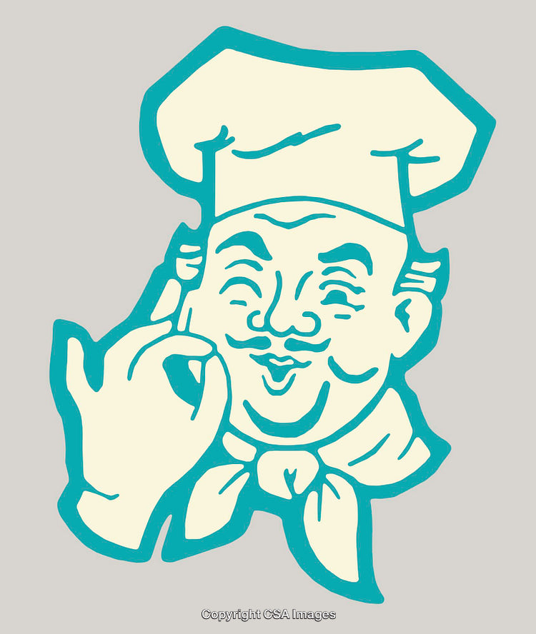 Cartoon Chef in Classic Line Art Style Making an OK Hand Gesture