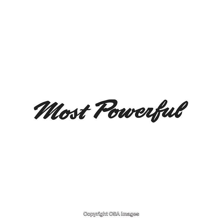 Bold Script Text Displaying 'Most Powerful' in a Minimalist Style
