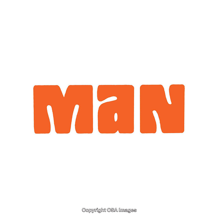 Bold Typography Design Featuring the Word 'Man' in Vibrant Orange