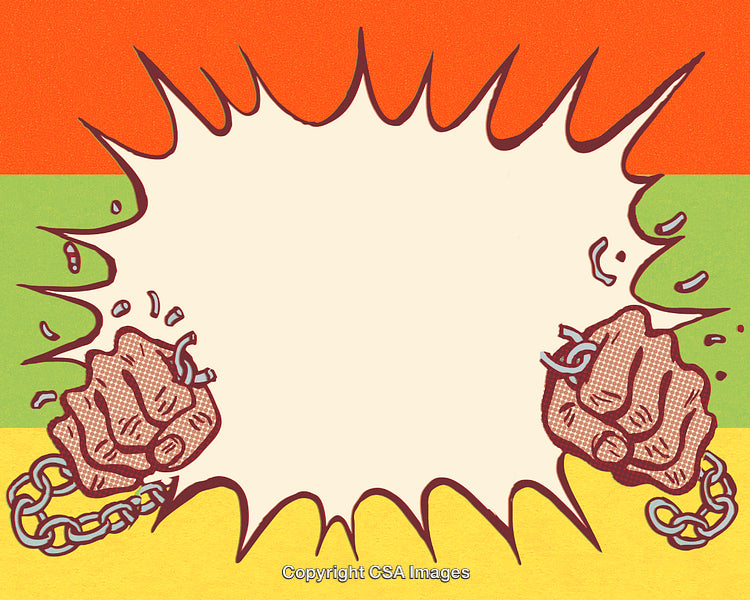 Breaking Chains Illustration Symbolizing Freedom and Liberation in Pop Art Style