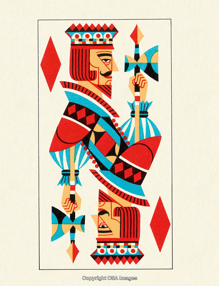 Stylized King of Diamonds Playing Card with Abstract Artistic Design
