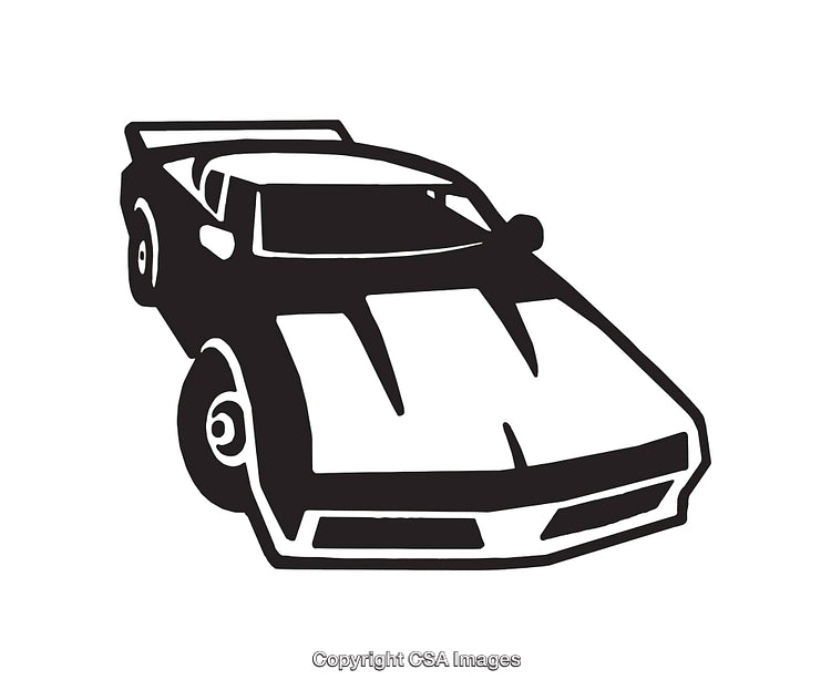 Black and White Line Art of a Classic Sports Car