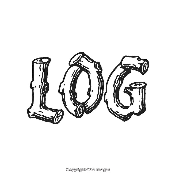 Creative Illustration of 'LOG' in Rustic Wooden Typeface Style