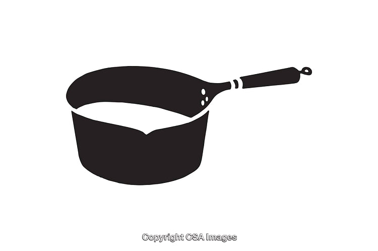 Black and White Icon of a Cooking Pan with Handle