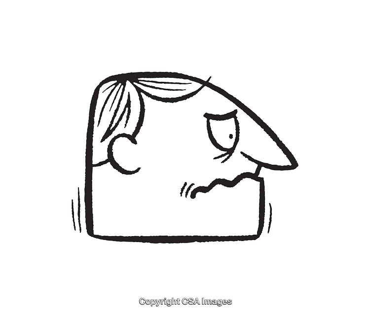 Hand-Drawn Black and White Illustration of a Concerned Facial Expression