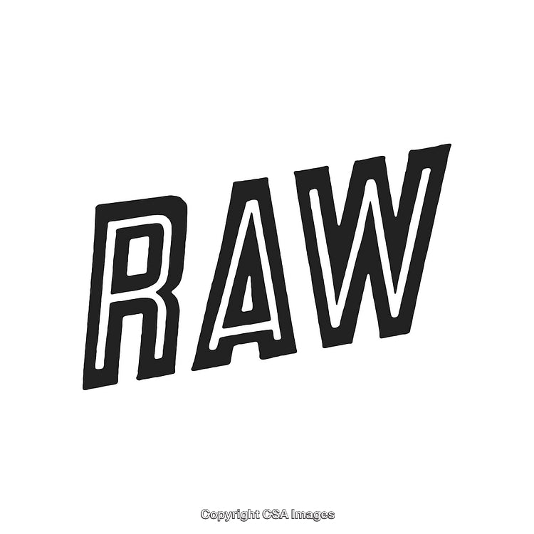 Bold Text Design Featuring the Word 'RAW' in Monochrome Style