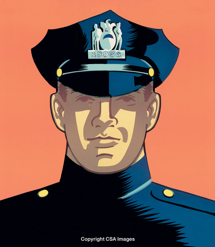 Pop Art Illustration of a Police Officer Portrait in Uniform
