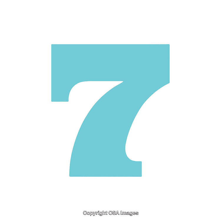 Number Seven in Blue on a White Background