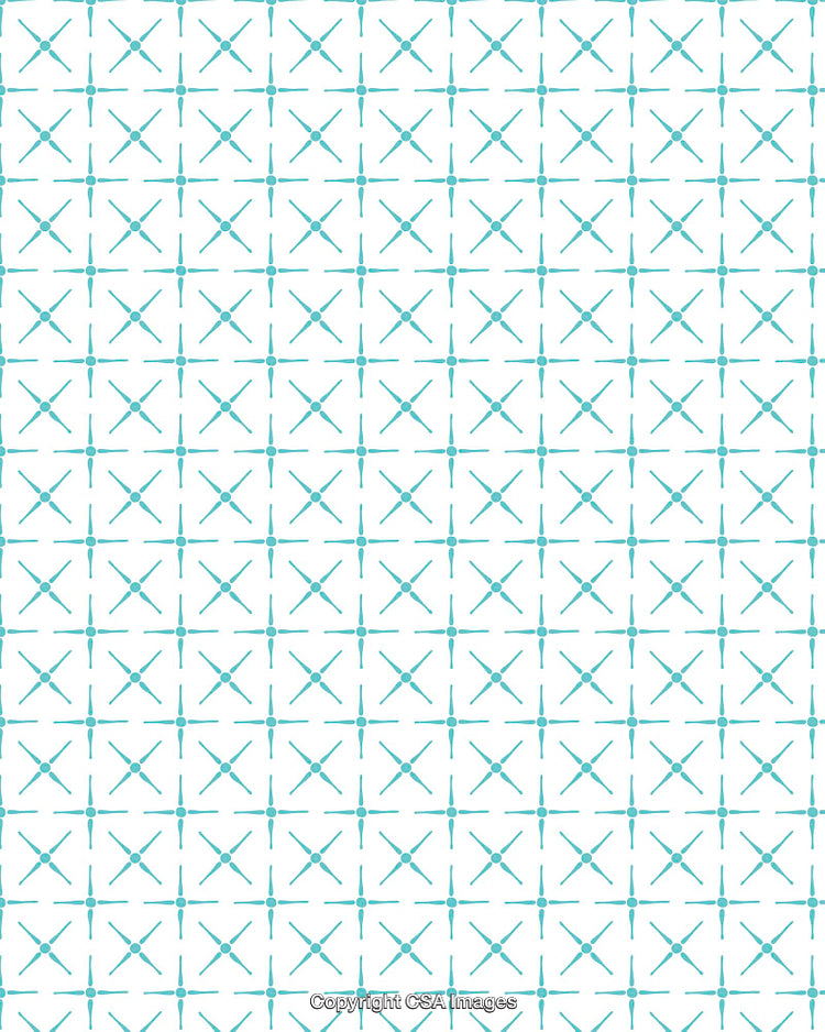 Teal Abstract Pattern With Crosses on a White Background