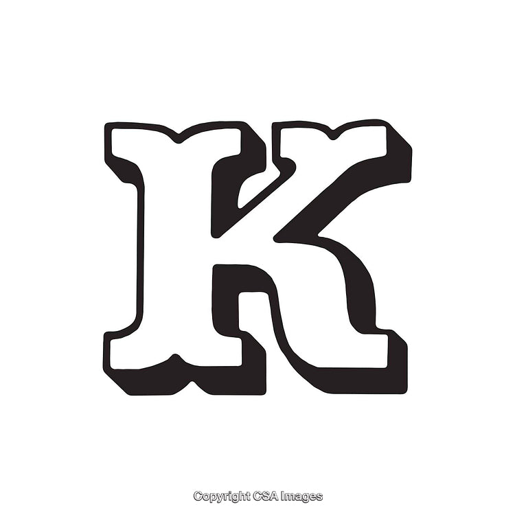 Stylized Black And White Letter K With Bold Design