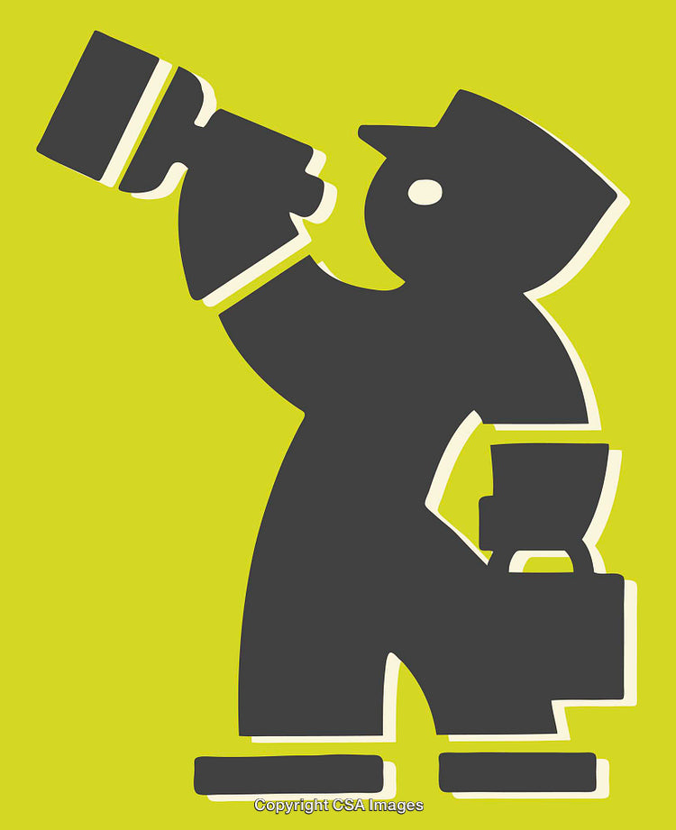 Modern Worker Icon in Minimalist Style with Bright Color Background