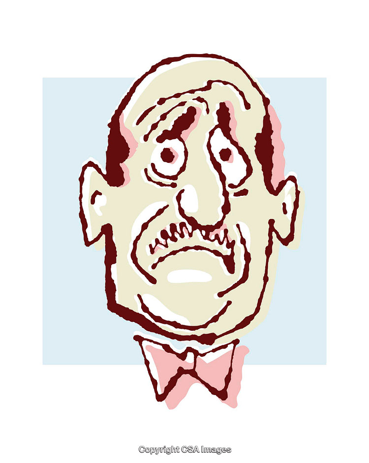 Hand-Drawn Illustration of A Man With Worried Expression in Color