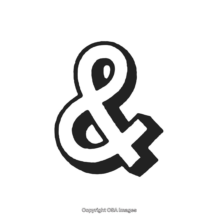 Black Hand-Drawn Ampersand Symbol on White Background
