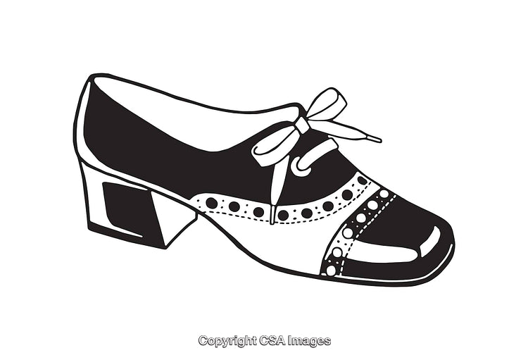 Black and White Line Art of a Stylish Oxford Shoe