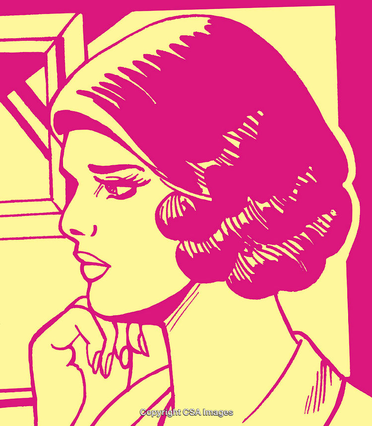 Stylized Pop Art Portrait of a Woman with Retro 1920s Aesthetic Features