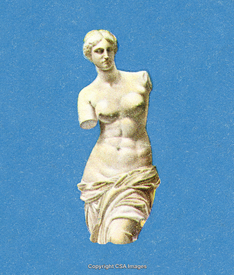 Classic Marble Venus Statue Illustration on Vibrant Sky Blue Background