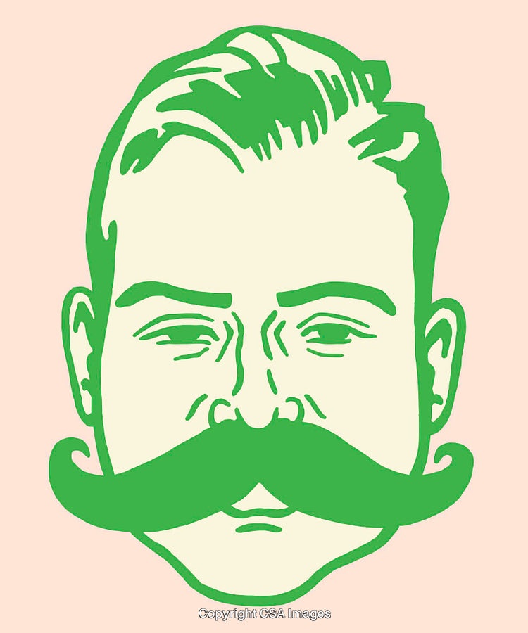 Green Line Art Portrait Illustration With Vintage Style and Bold Features