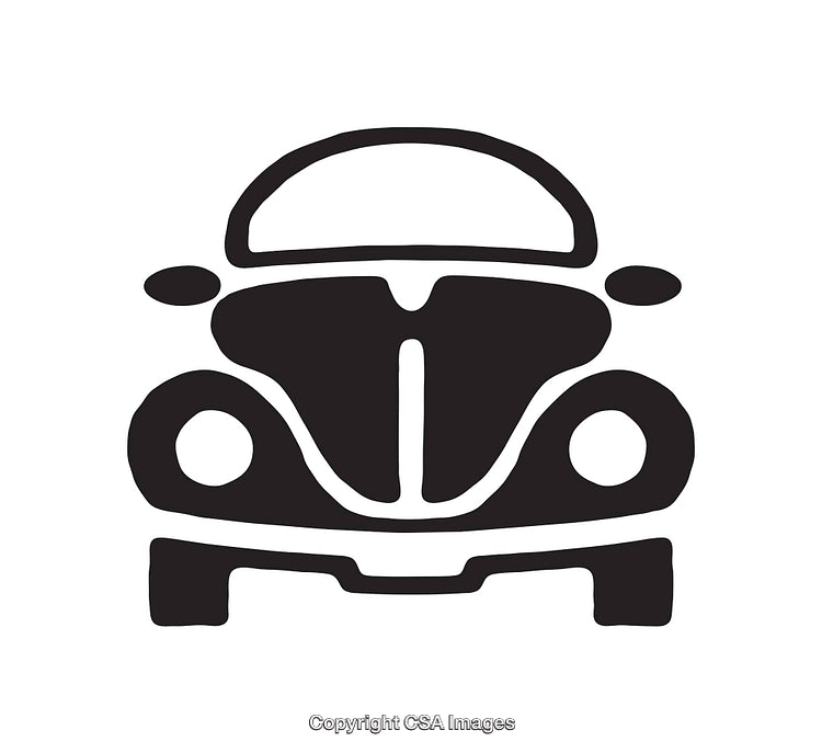 Classic Car Front View in Black and White Line Art Style