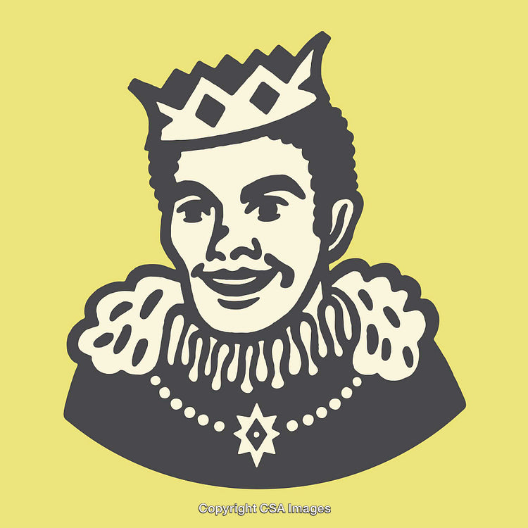 Vintage Style Illustration of a Regal King in Line Art Design