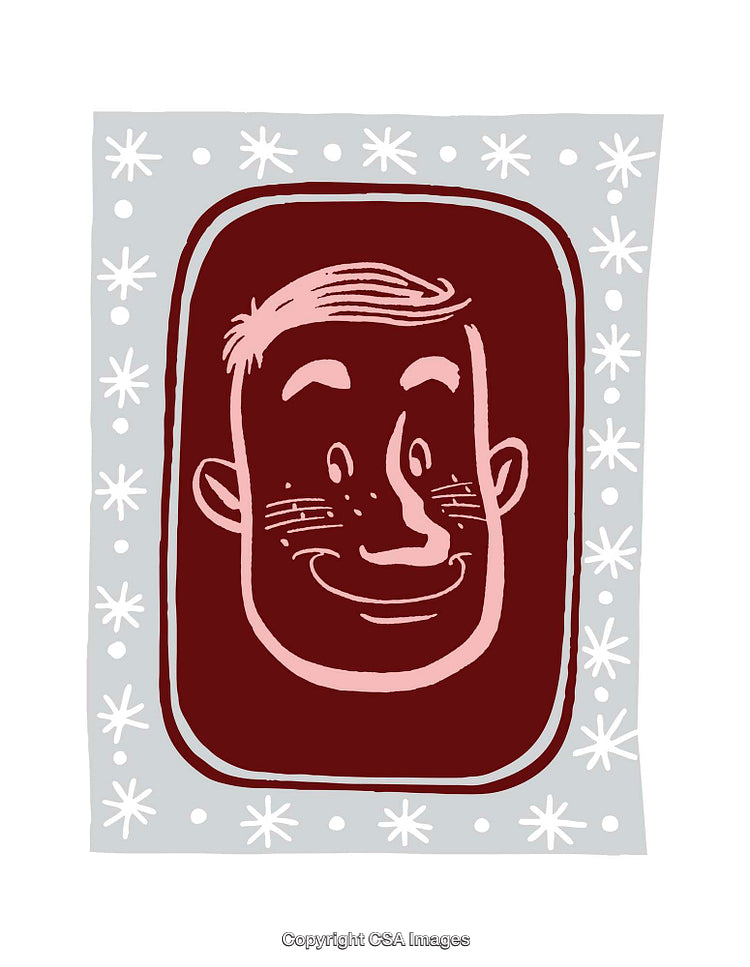 Fun Illustration of a Smiling Face in a Decorative Frame