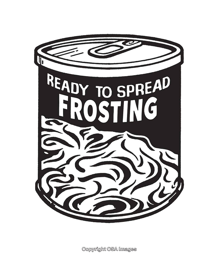Black and White Line Art of Ready-to-Spread Frosting Can