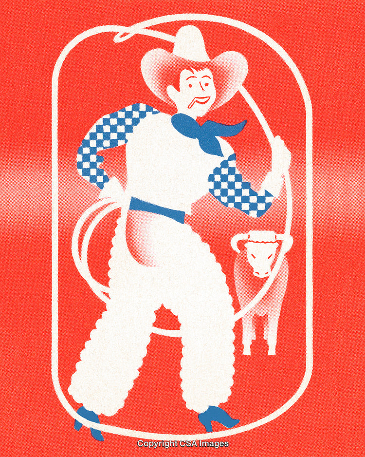 Vintage Cowgirl Illustration With Bold Colors and Retro Cowhand Style