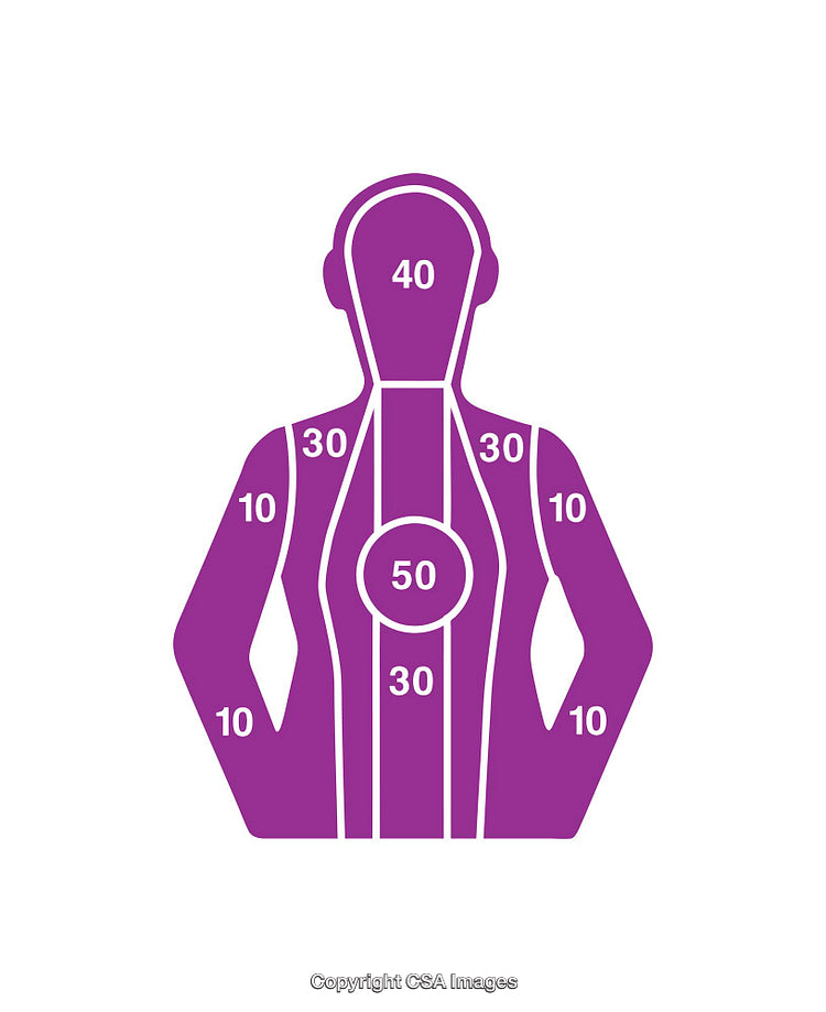 Stylized Human Outline Diagram with Labeled Scoring Zones in Purple