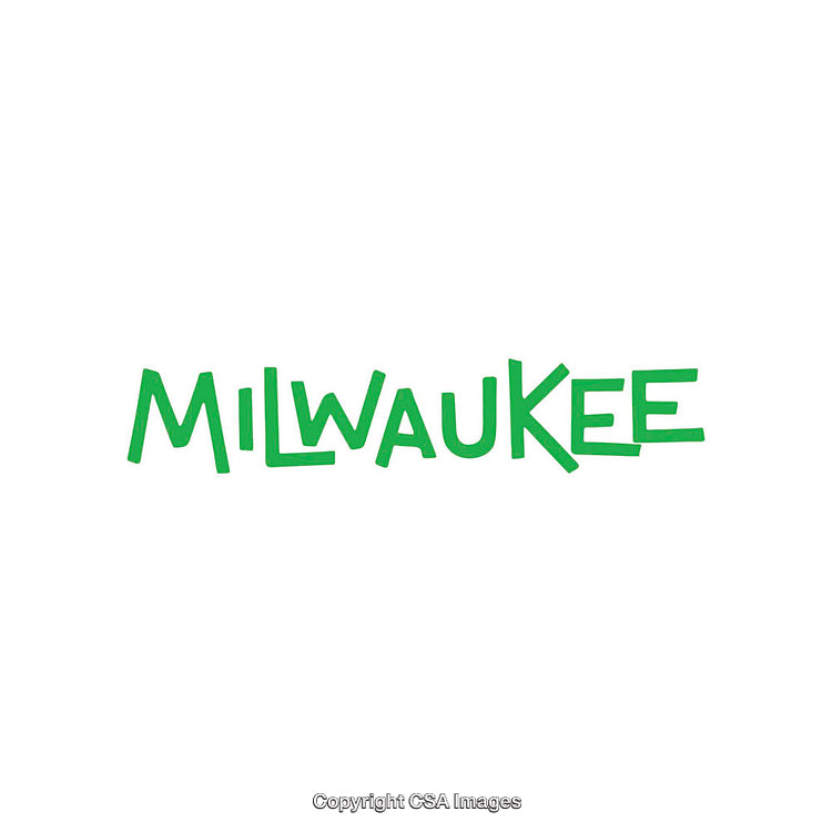 Milwaukee Word Design in Bold Green Lettering on White Background