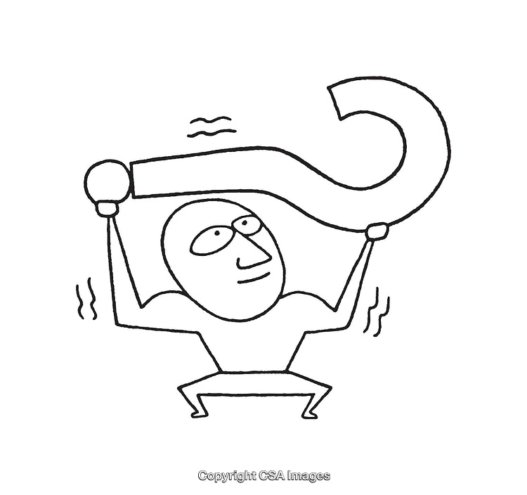 Illustration of a Person Lifting a Large Question Mark Symbol