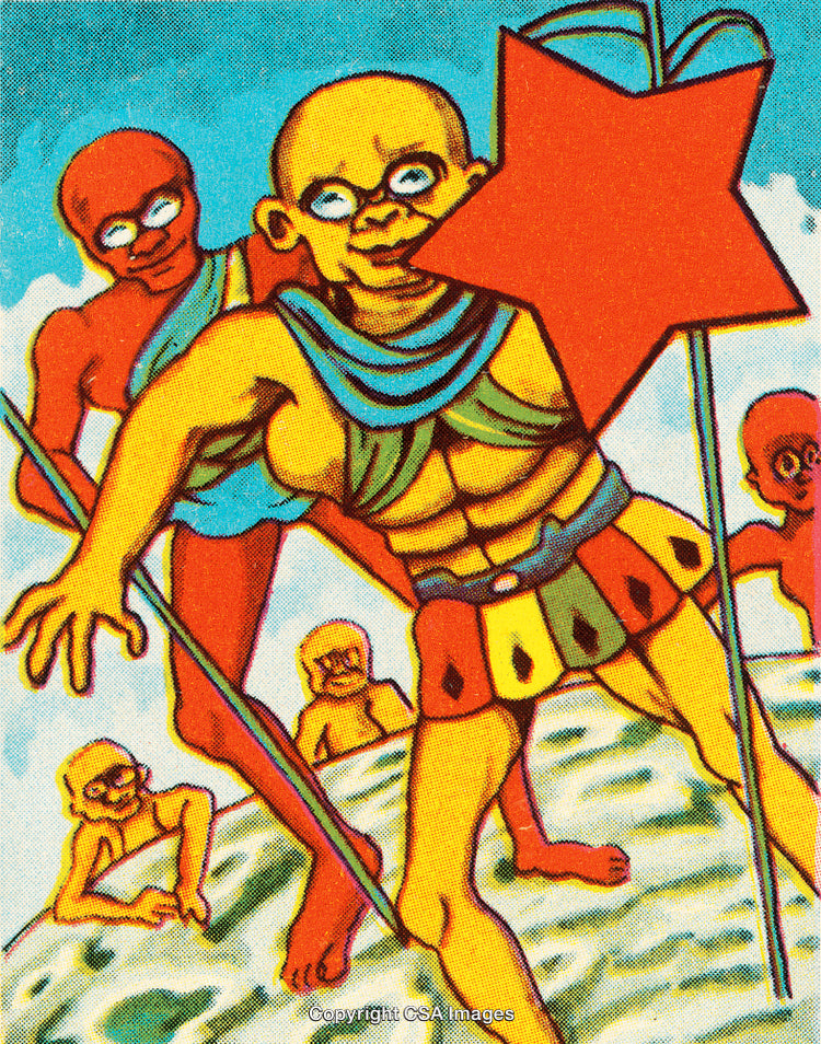 Colorful Comic Illustration Depicting Characters with Unique Features and Vibrant Imagery