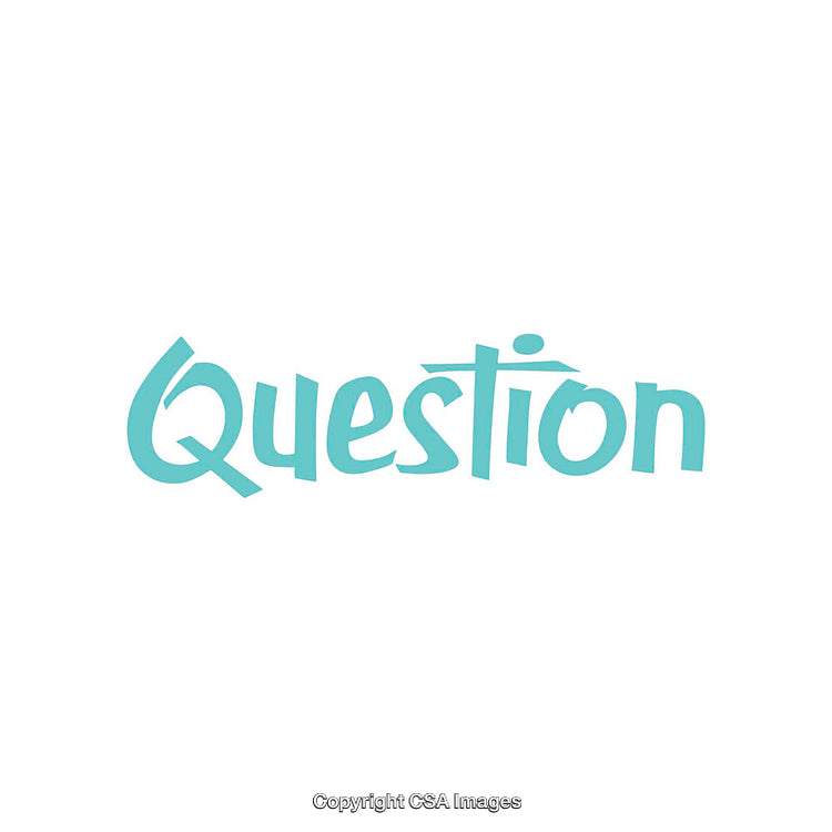 Turquoise Text Displaying the Word 'Question' on a White Background