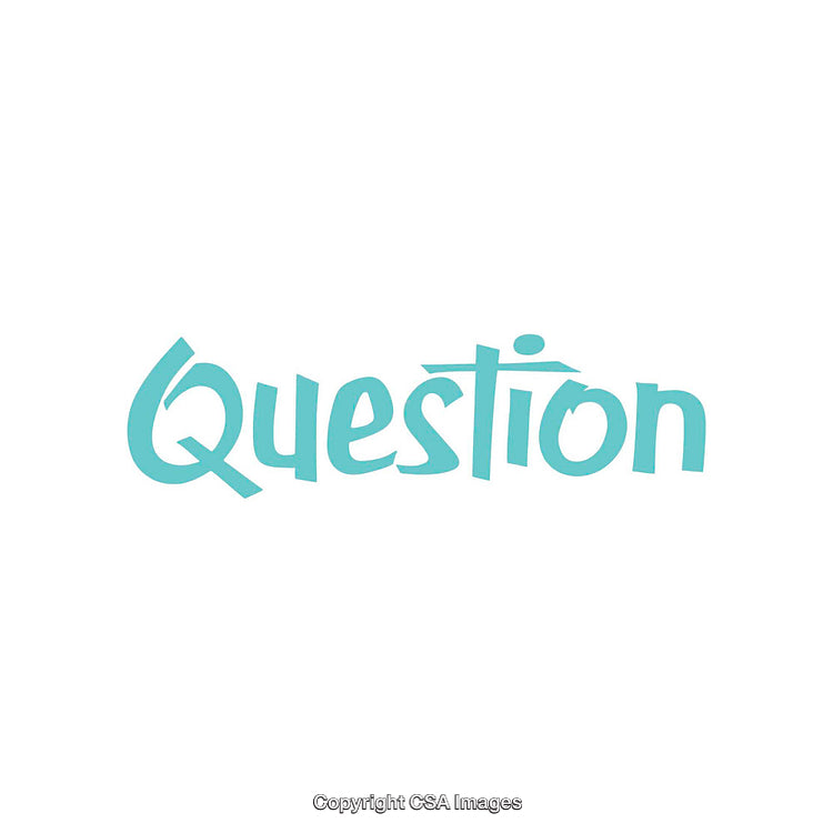 Turquoise Text Displaying the Word 'Question' on a White Background