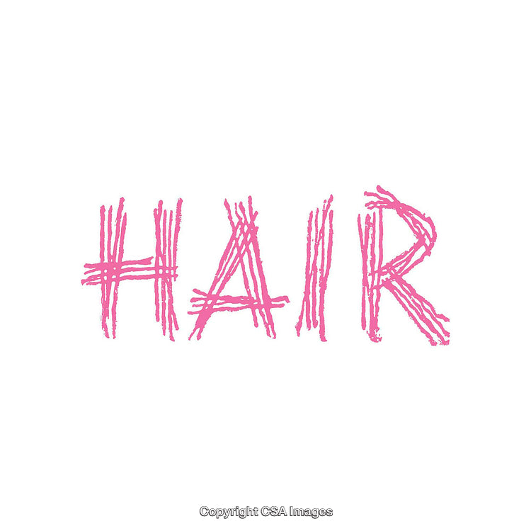 Pink Handwritten Word 'Hair' on a White Background
