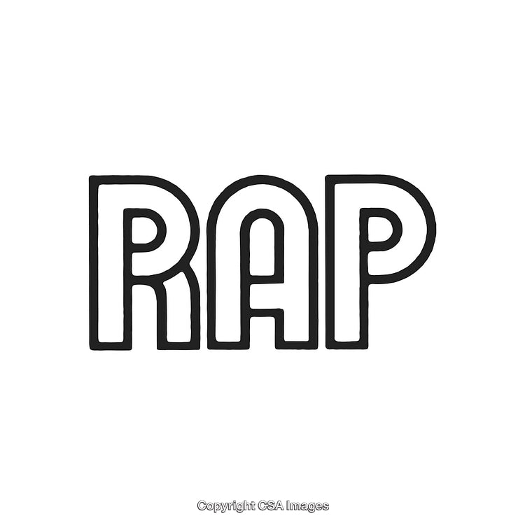 Creative Black and White Typography Featuring the Word 'Rap' in Bold Letters