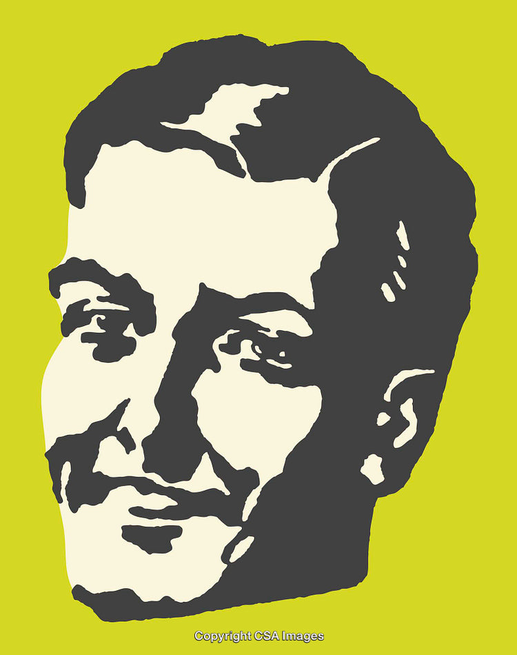 Retro Line Art Portrait of a Man in Bold Colors