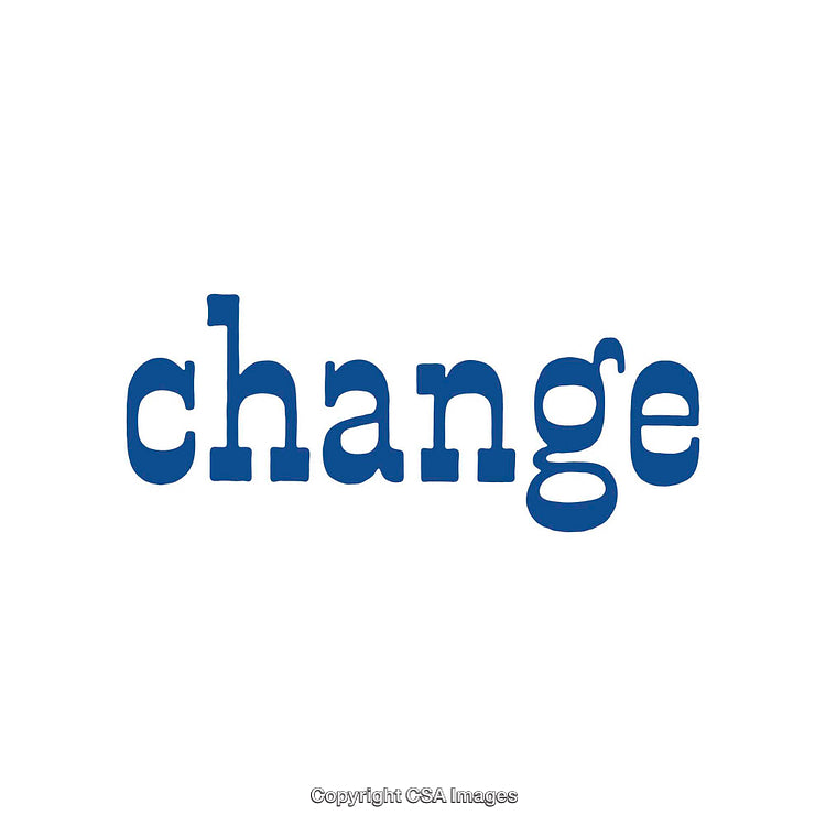 Simple Blue Typography Design with the Word Change on White Background