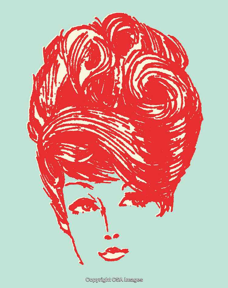 Stylized Vintage Hair Illustration With Retro Pop Art Style Colors
